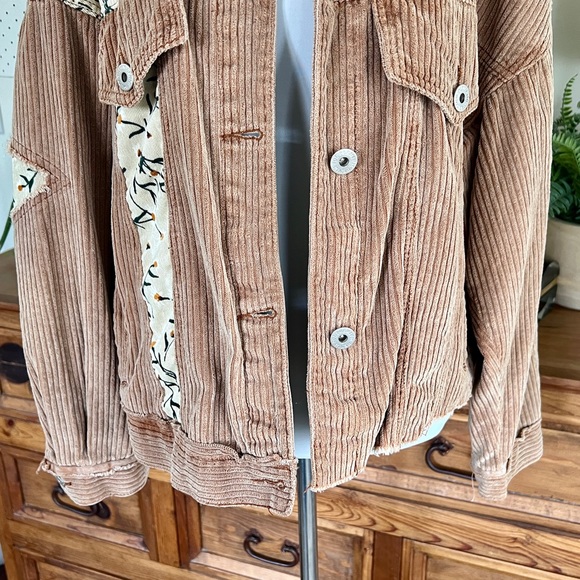 POL Tan Brown Corduroy Floral Patch Jacket S - Picture 4 of 16